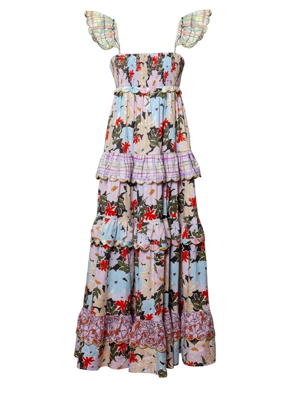 CeliaB kaira maxi dress tiered ruffle flutter XS floral